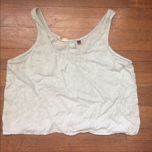 SO tank top shirt crop top midriff scoop neck blue